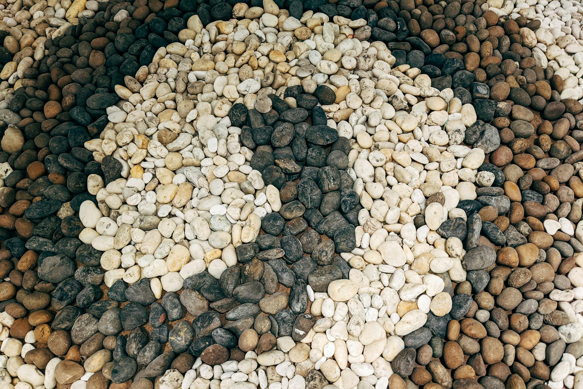 twisted shape of colorful pebbles